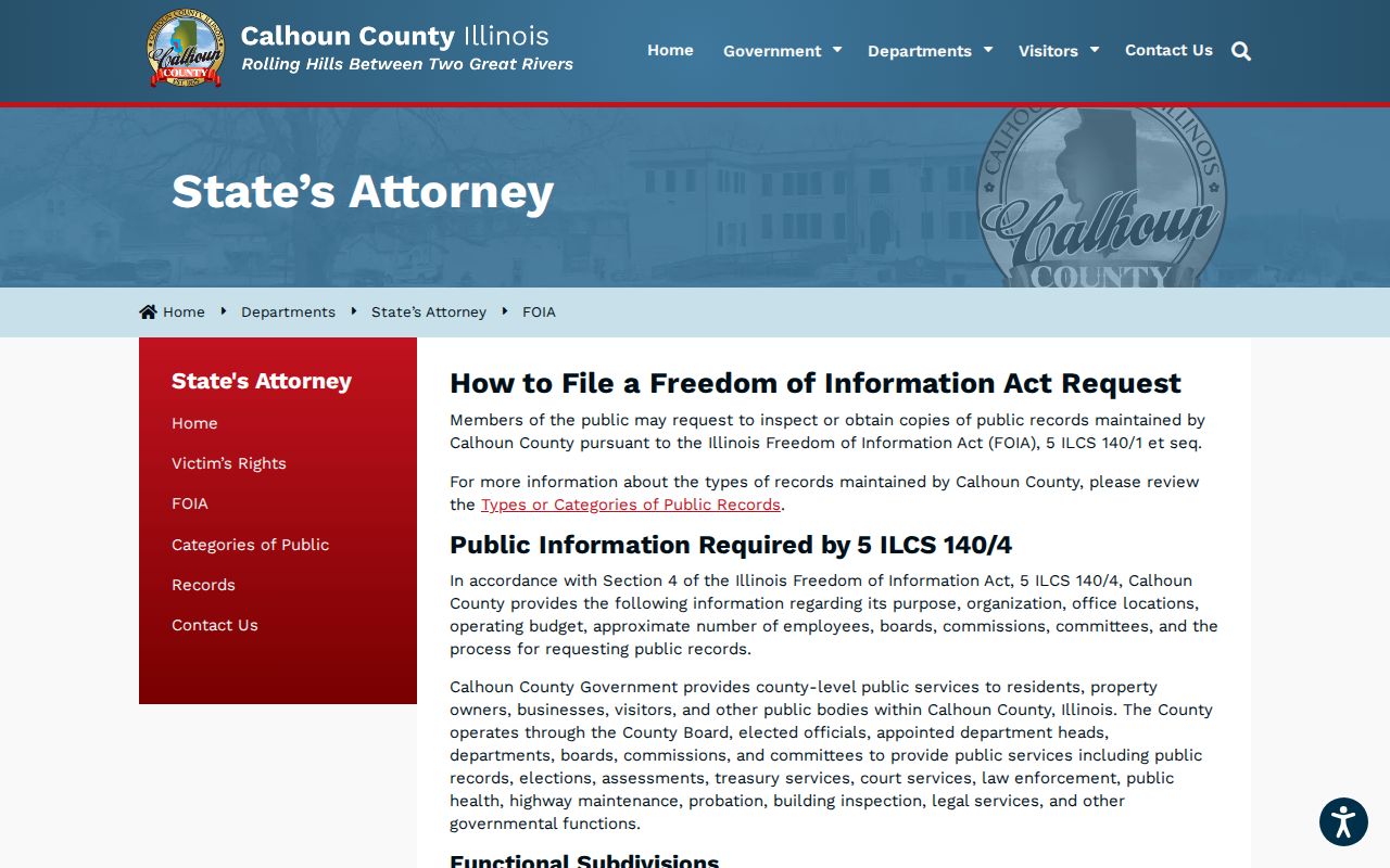 Calhoun County FOIA booking-record request source